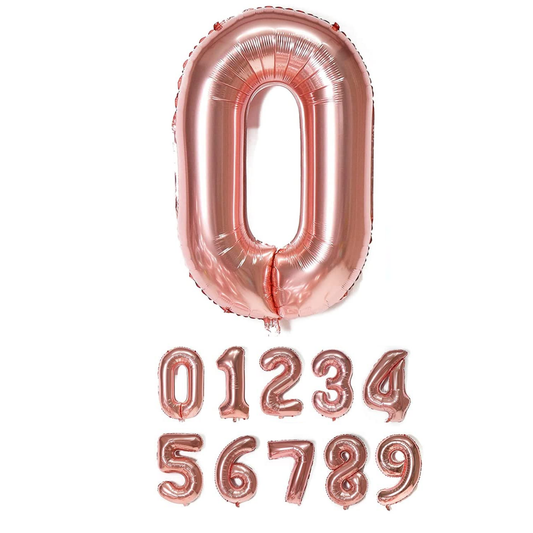 40 Inch Rose Gold Numbered 0-9 Balloons For Birthdays, Parties and Anniversaries. Large Foil Inflatable Balloons - Virtuenity
