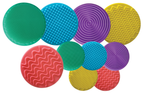VIRTUENITY 10pc Sensory Silicone Mats. 5 Large (25cm) & 5 Small (14cm) | Colourful Stepping Stones for Autism, ADHD, Special Needs | Flexible, Washable, Portable Ideal for Schools & Home