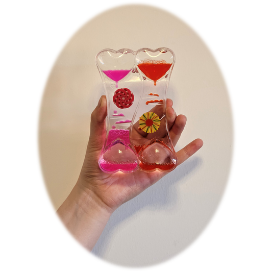 Liquid Sensory Spinning Motion Timer for Autism, Sensory Needs, ADHD, Stress Relief, Anxiety. Autism Toy and Special Needs Sensory Fidget. Pink & Red