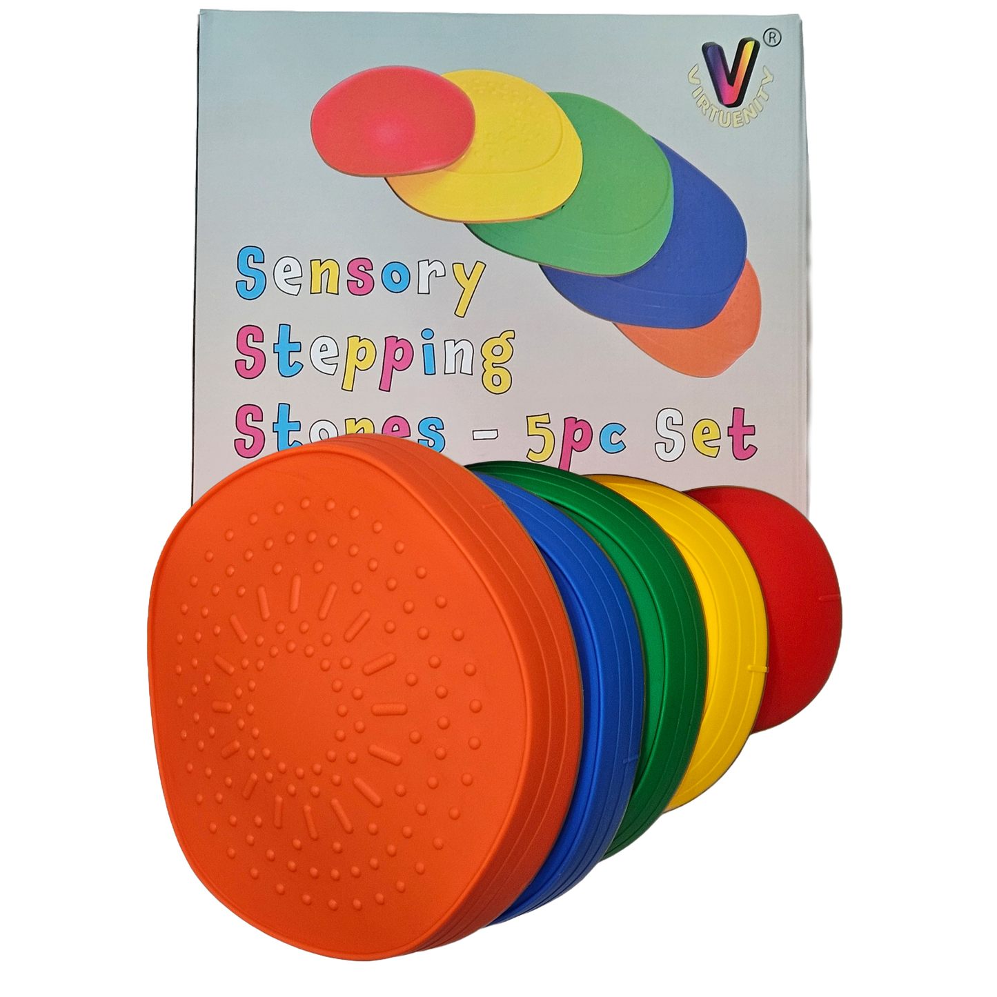 5pc Sensory Stepping Stones - Non-Slip, Balance Stones for Autism, ADHD & Sensory Needs. Suitable for Indoor & Outdoor.