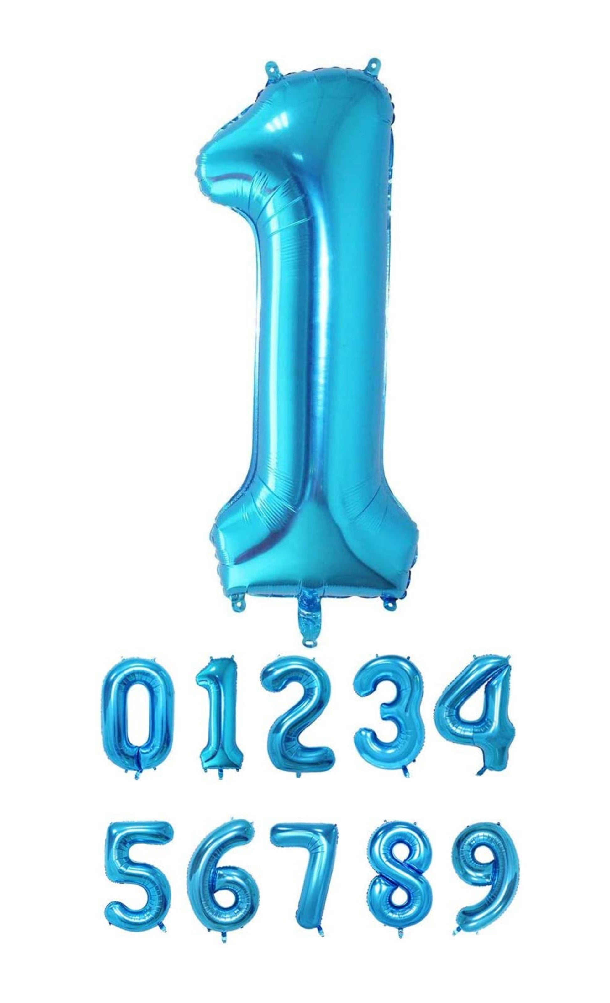 40 Inch Blue Numbered 0-9 Balloons For Birthdays, Parties and Anniversaries. Large Foil Inflatable Balloons - Virtuenity