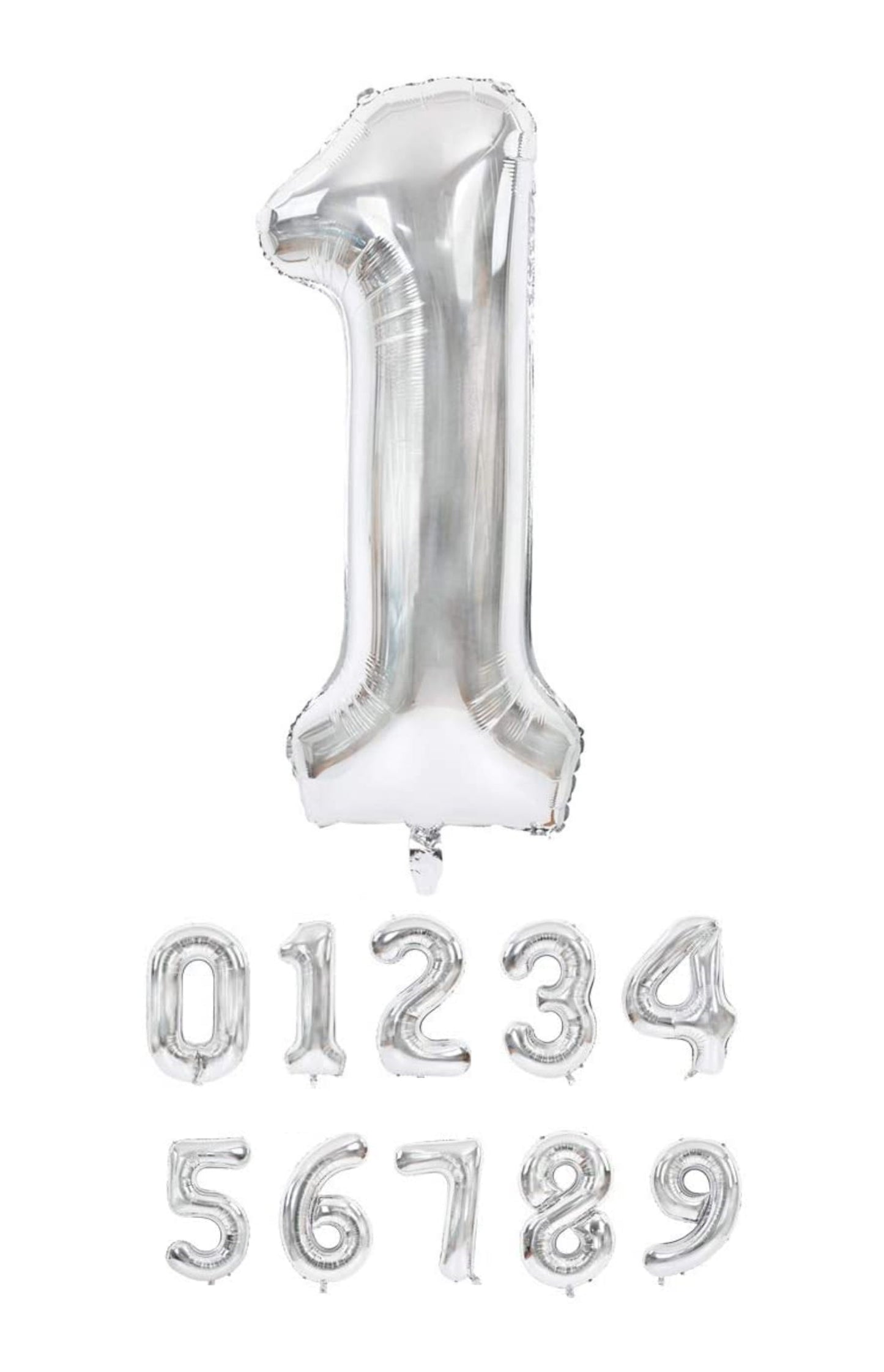 40 Inch Silver Numbered 0-9 Balloons For Birthdays, Parties and Anniversaries. Large Foil Inflatable Balloons - Virtuenity