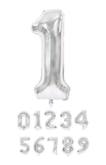 40 Inch Silver Numbered 0-9 Balloons For Birthdays, Parties and Anniversaries. Large Foil Inflatable Balloons - Virtuenity