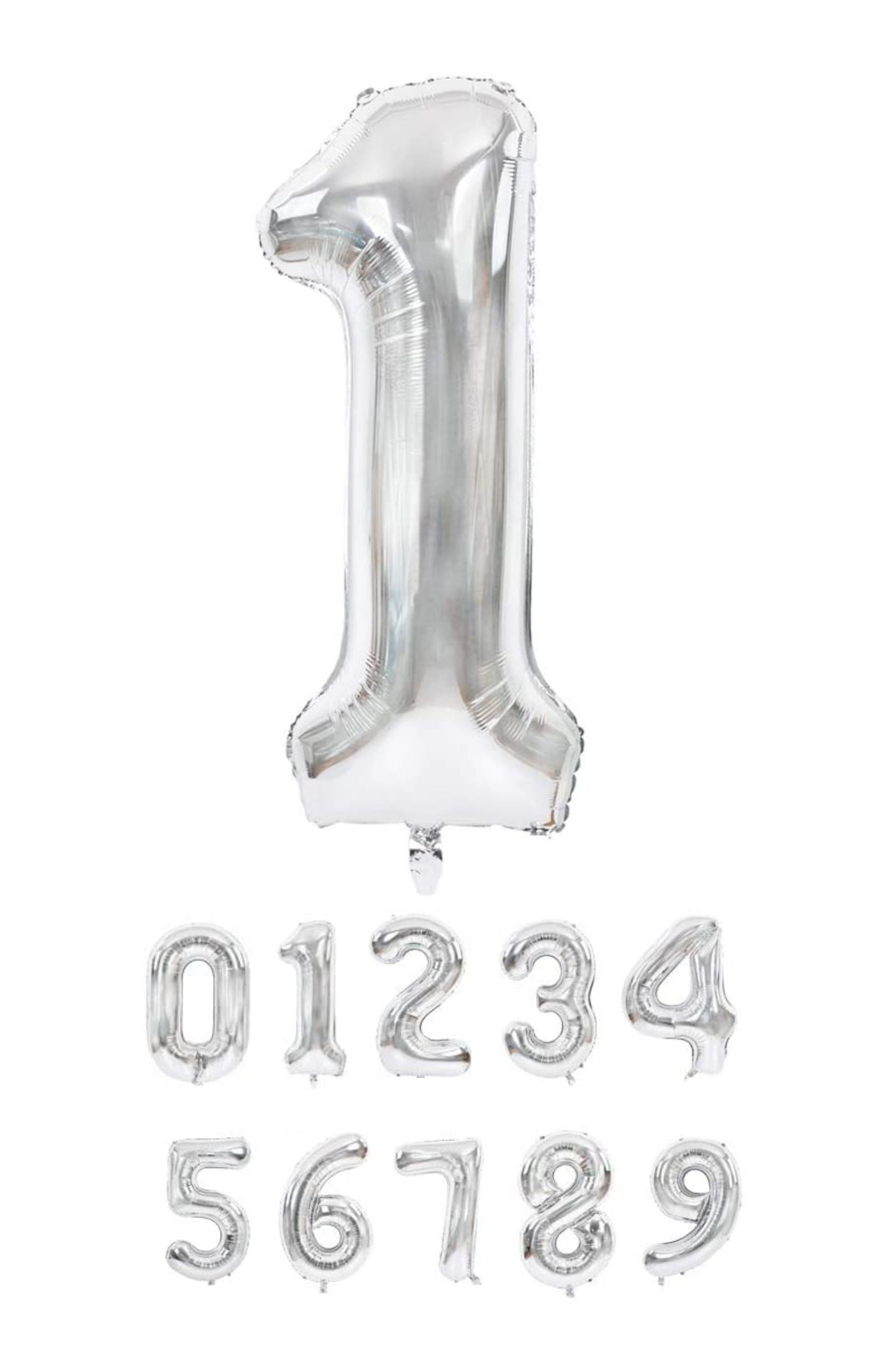 40 Inch Silver Numbered 0-9 Balloons For Birthdays, Parties and Anniversaries. Large Foil Inflatable Balloons - Virtuenity