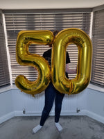 40 Inch Gold Numbered 0-9 Balloons For Birthdays, Parties and Anniversaries. Large Foil Inflatable Balloons - Virtuenity