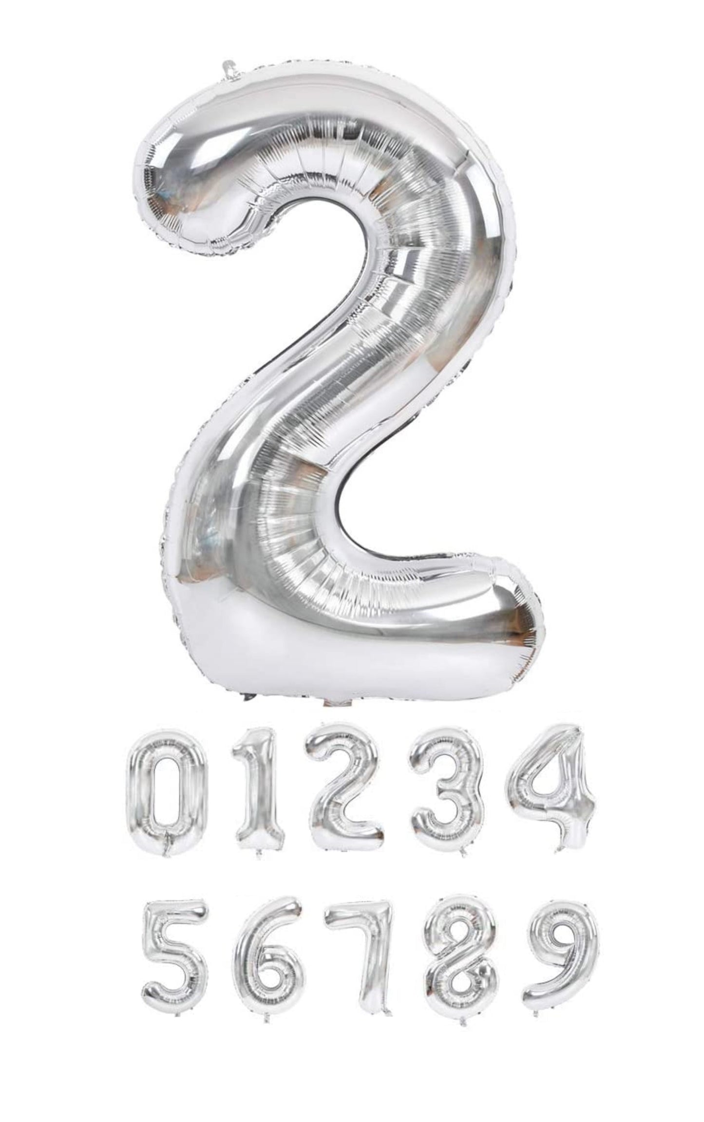 40 Inch Silver Numbered 0-9 Balloons For Birthdays, Parties and Anniversaries. Large Foil Inflatable Balloons - Virtuenity