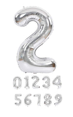 40 Inch Silver Numbered 0-9 Balloons For Birthdays, Parties and Anniversaries. Large Foil Inflatable Balloons - Virtuenity