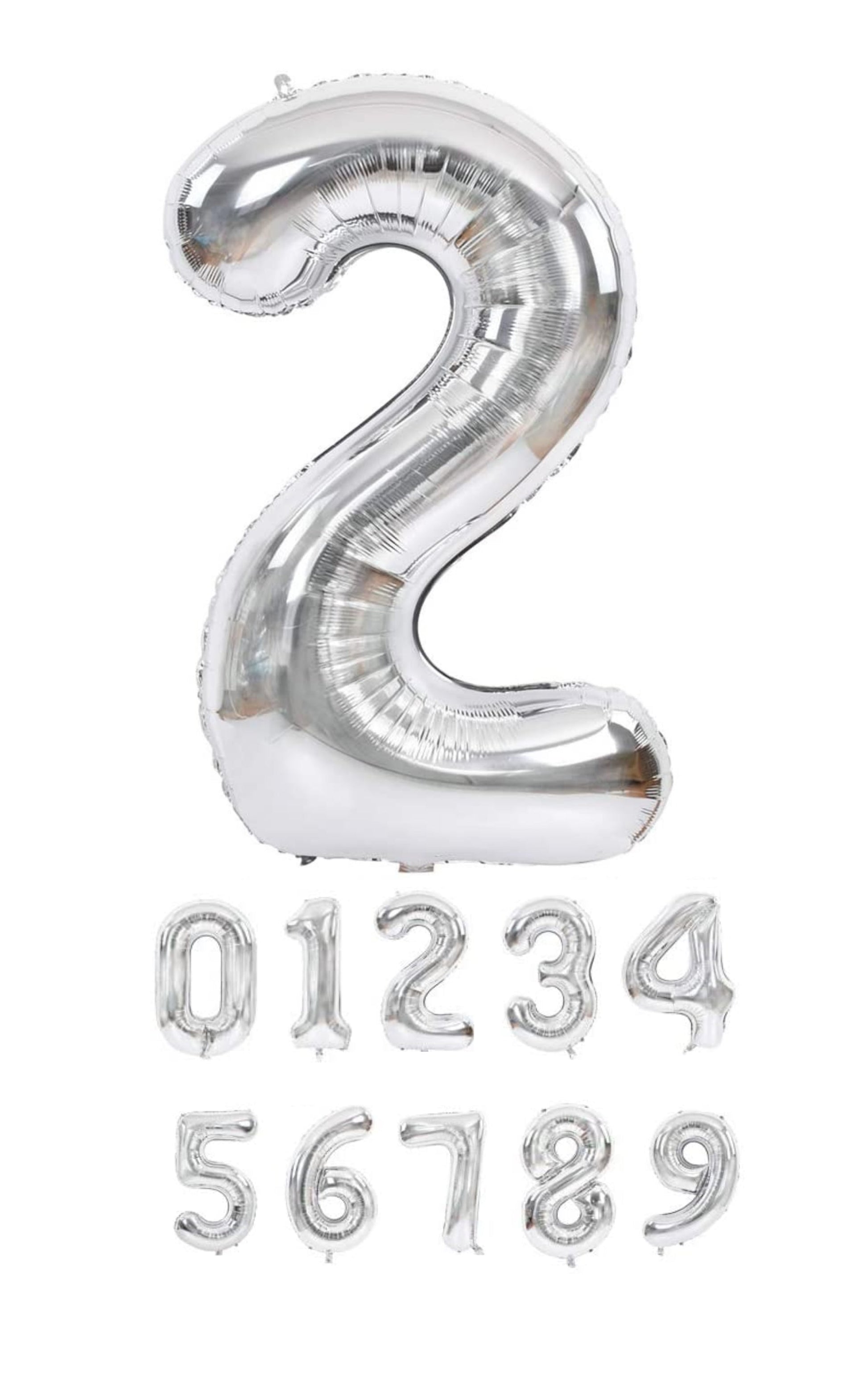 40 Inch Silver Numbered 0-9 Balloons For Birthdays, Parties and Anniversaries. Large Foil Inflatable Balloons - Virtuenity