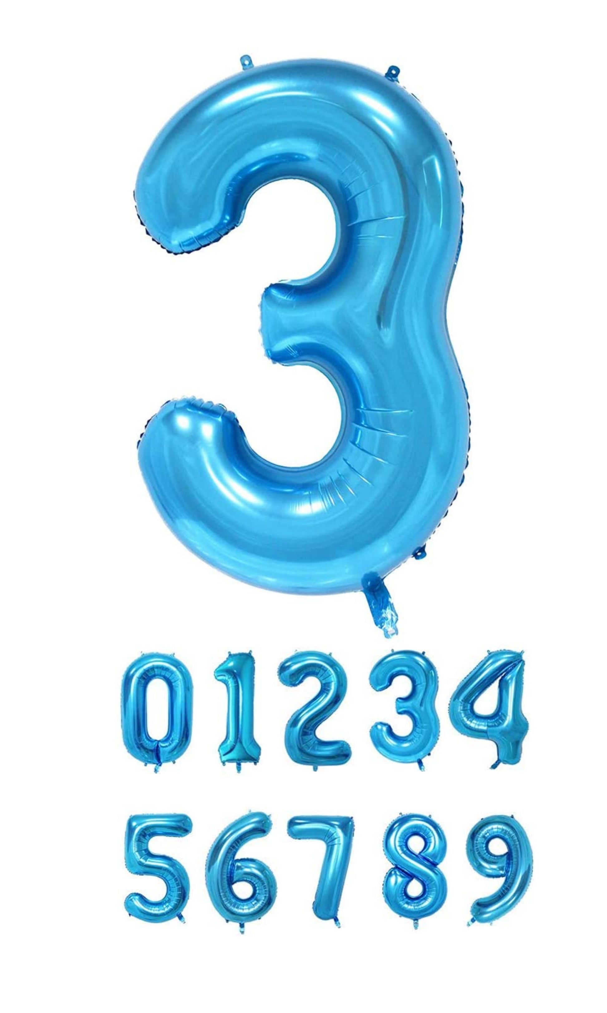 40 Inch Blue Numbered 0-9 Balloons For Birthdays, Parties and Anniversaries. Large Foil Inflatable Balloons - Virtuenity