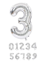 40 Inch Silver Numbered 0-9 Balloons For Birthdays, Parties and Anniversaries. Large Foil Inflatable Balloons - Virtuenity