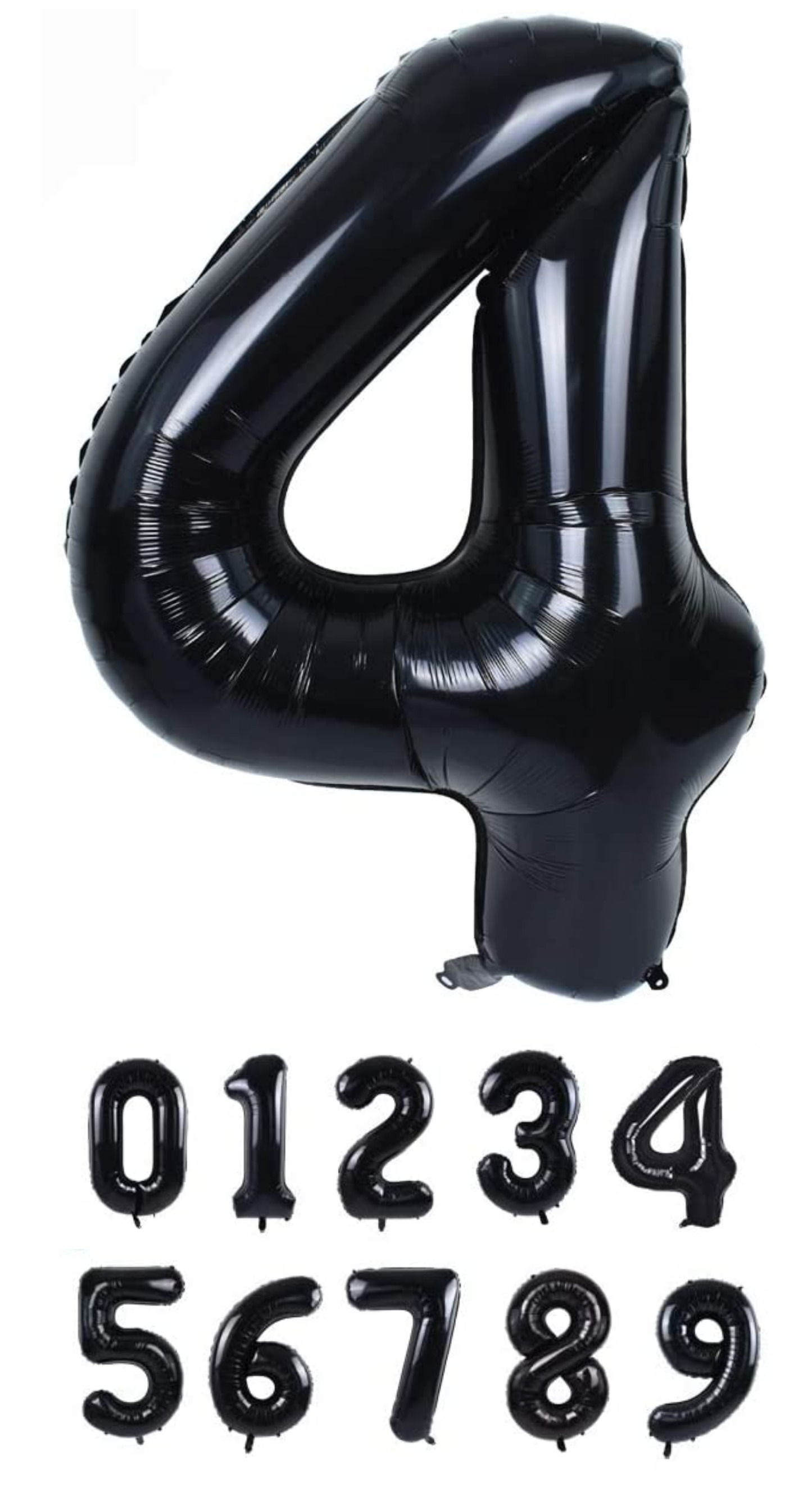 40 Inch Black Numbered 0-9 Balloons For Birthdays, Parties and Anniversaries. Large Foil Inflatable Balloons - Virtuenity
