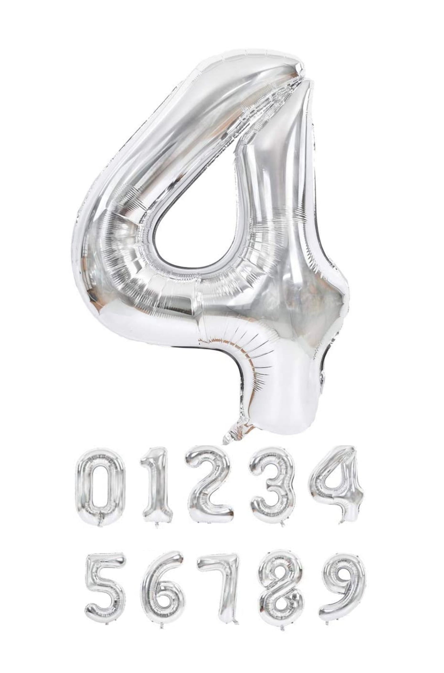 40 Inch Silver Numbered 0-9 Balloons For Birthdays, Parties and Anniversaries. Large Foil Inflatable Balloons - Virtuenity