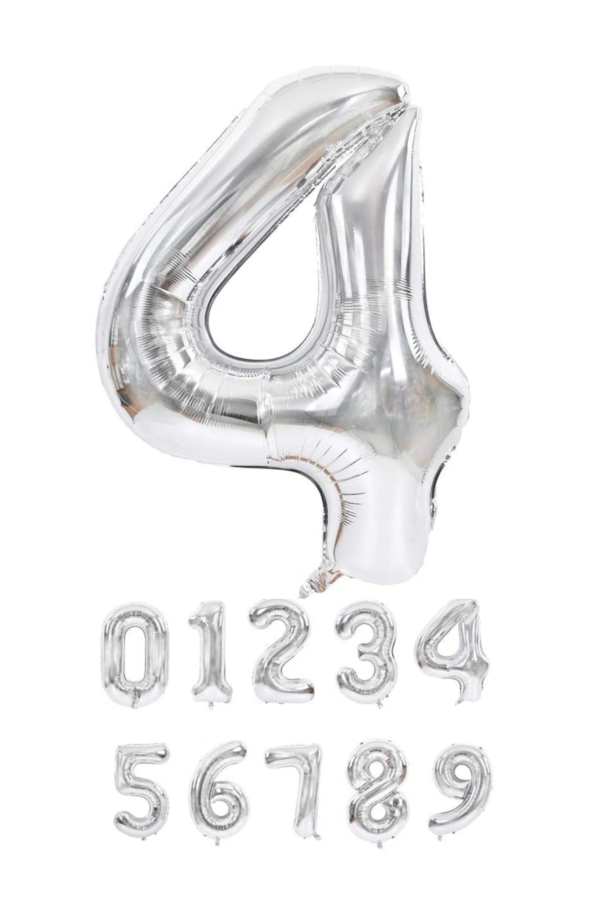 40 Inch Silver Numbered 0-9 Balloons For Birthdays, Parties and Anniversaries. Large Foil Inflatable Balloons - Virtuenity