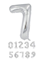 40 Inch Silver Numbered 0-9 Balloons For Birthdays, Parties and Anniversaries. Large Foil Inflatable Balloons - Virtuenity