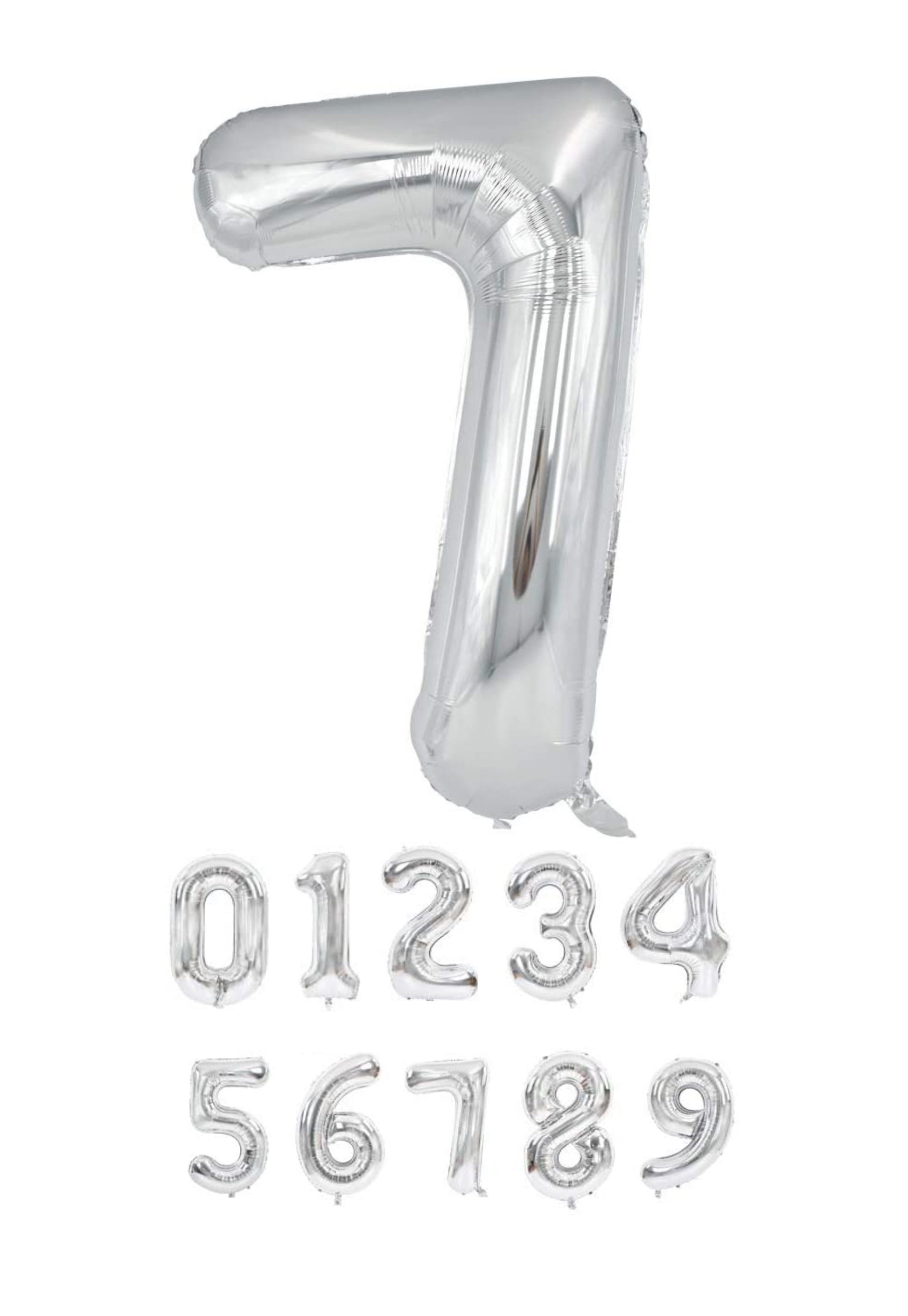 40 Inch Silver Numbered 0-9 Balloons For Birthdays, Parties and Anniversaries. Large Foil Inflatable Balloons - Virtuenity