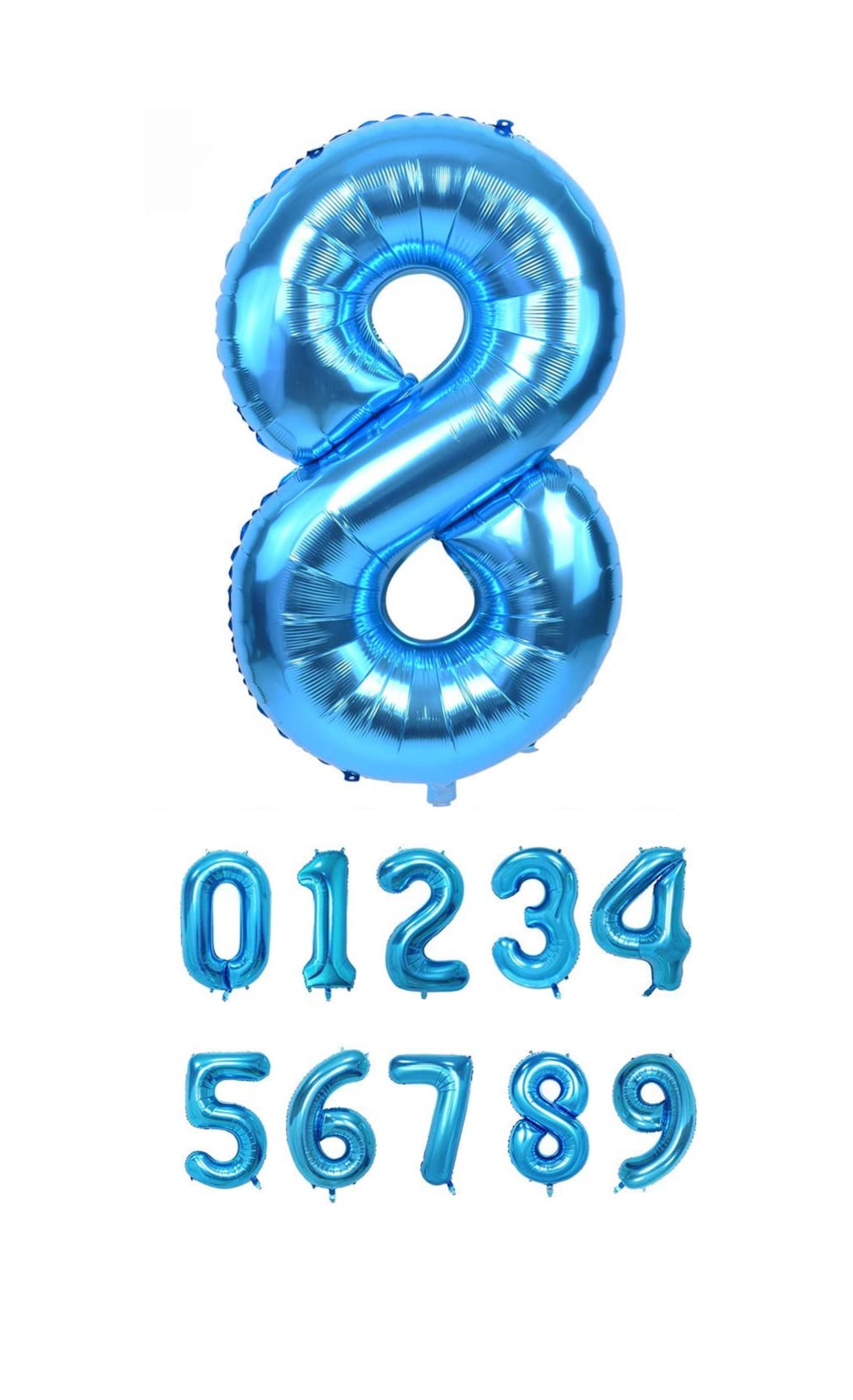 40 Inch Blue Numbered 0-9 Balloons For Birthdays, Parties and Anniversaries. Large Foil Inflatable Balloons - Virtuenity