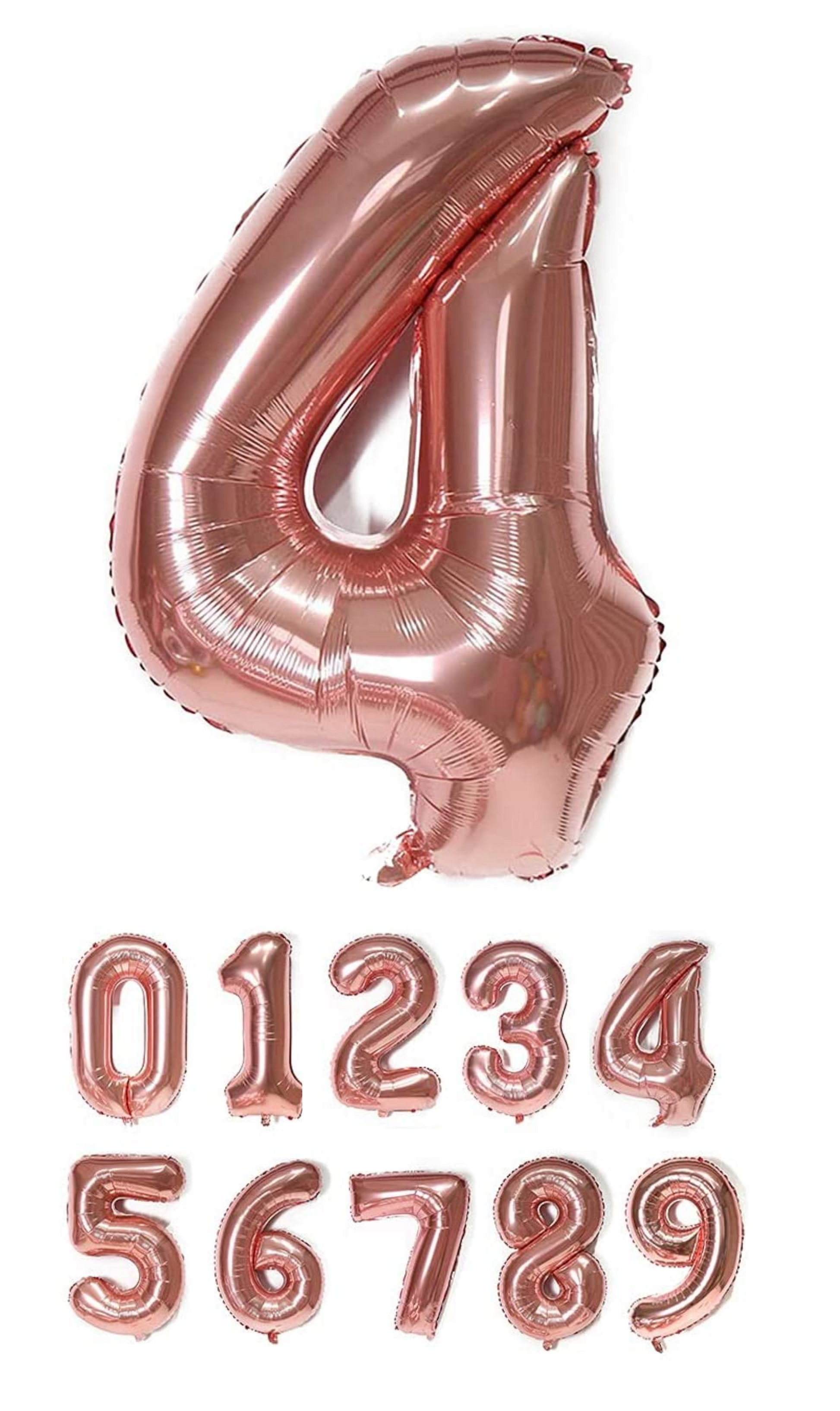 40 Inch Rose Gold Numbered 0-9 Balloons For Birthdays, Parties and Anniversaries. Large Foil Inflatable Balloons - Virtuenity