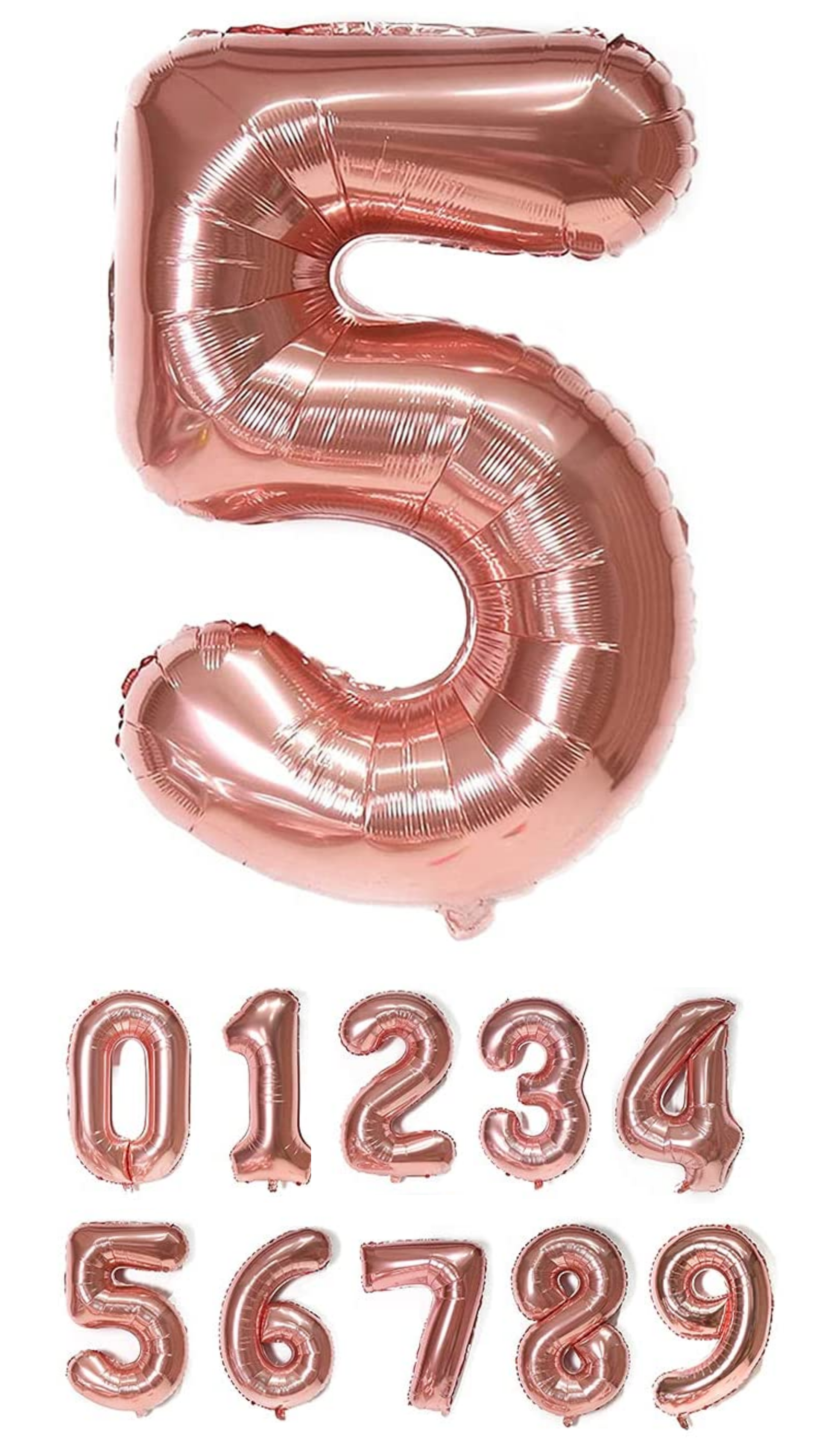 40 Inch Rose Gold Numbered 0-9 Balloons For Birthdays, Parties and Anniversaries. Large Foil Inflatable Balloons - Virtuenity