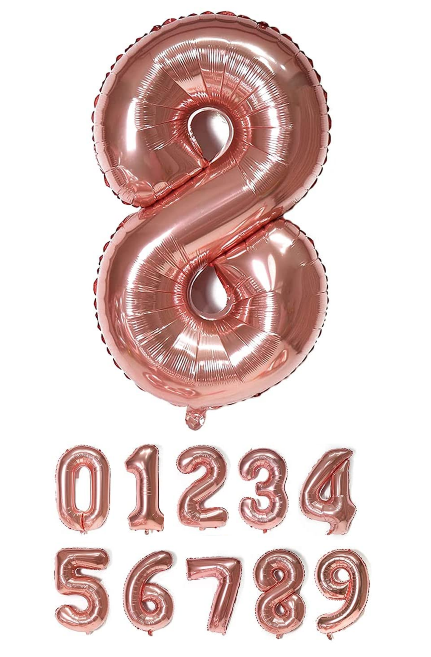 40 Inch Rose Gold Numbered 0-9 Balloons For Birthdays, Parties and Anniversaries. Large Foil Inflatable Balloons - Virtuenity