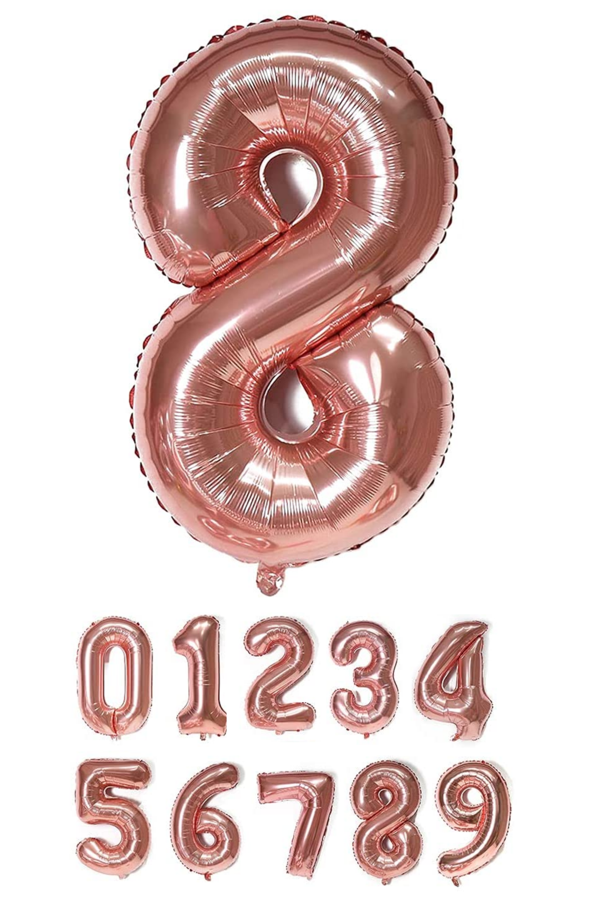 40 Inch Rose Gold Numbered 0-9 Balloons For Birthdays, Parties and Anniversaries. Large Foil Inflatable Balloons - Virtuenity