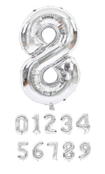 40 Inch Silver Numbered 0-9 Balloons For Birthdays, Parties and Anniversaries. Large Foil Inflatable Balloons - Virtuenity