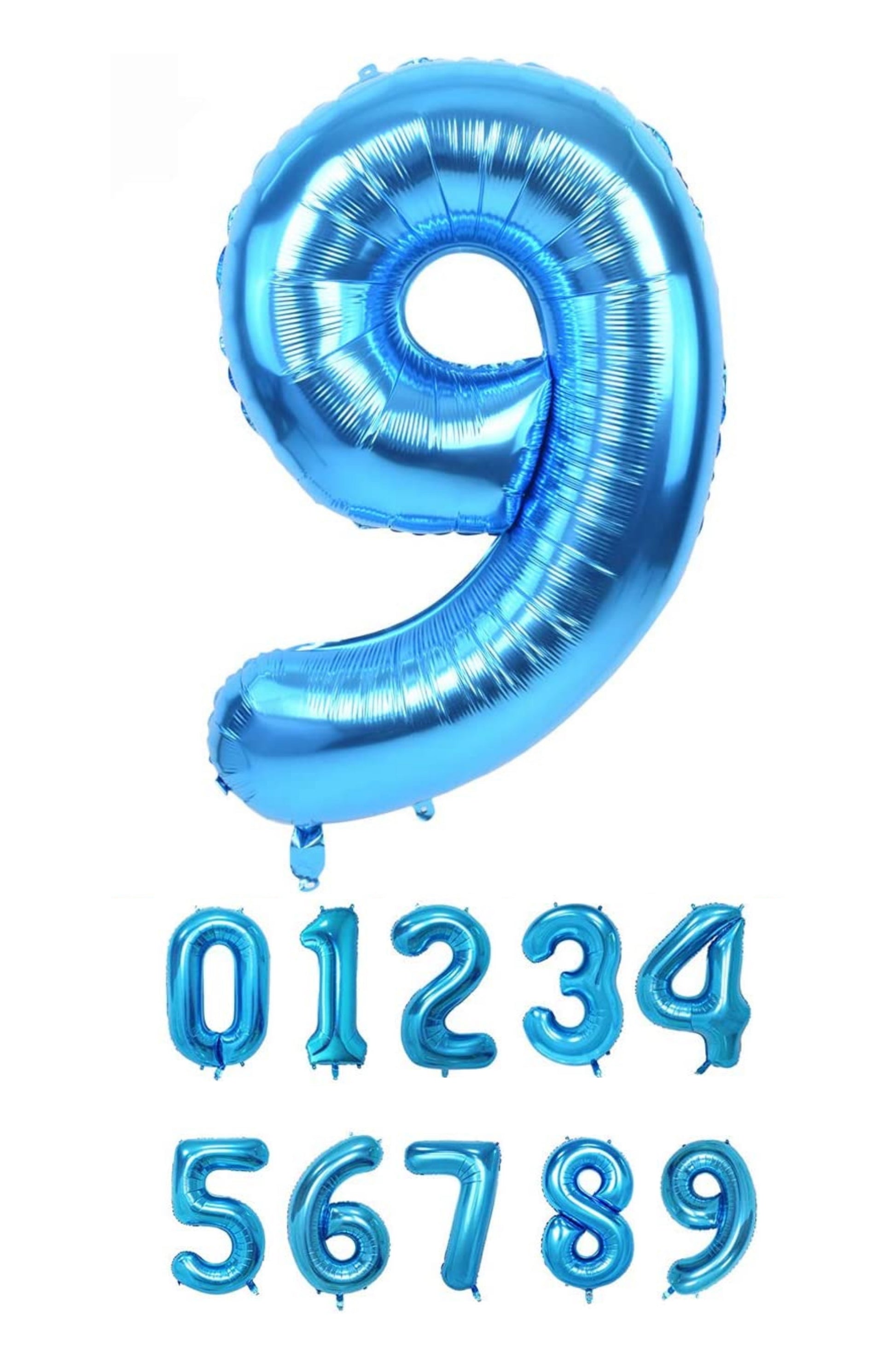 40 Inch Blue Numbered 0-9 Balloons For Birthdays, Parties and Anniversaries. Large Foil Inflatable Balloons - Virtuenity