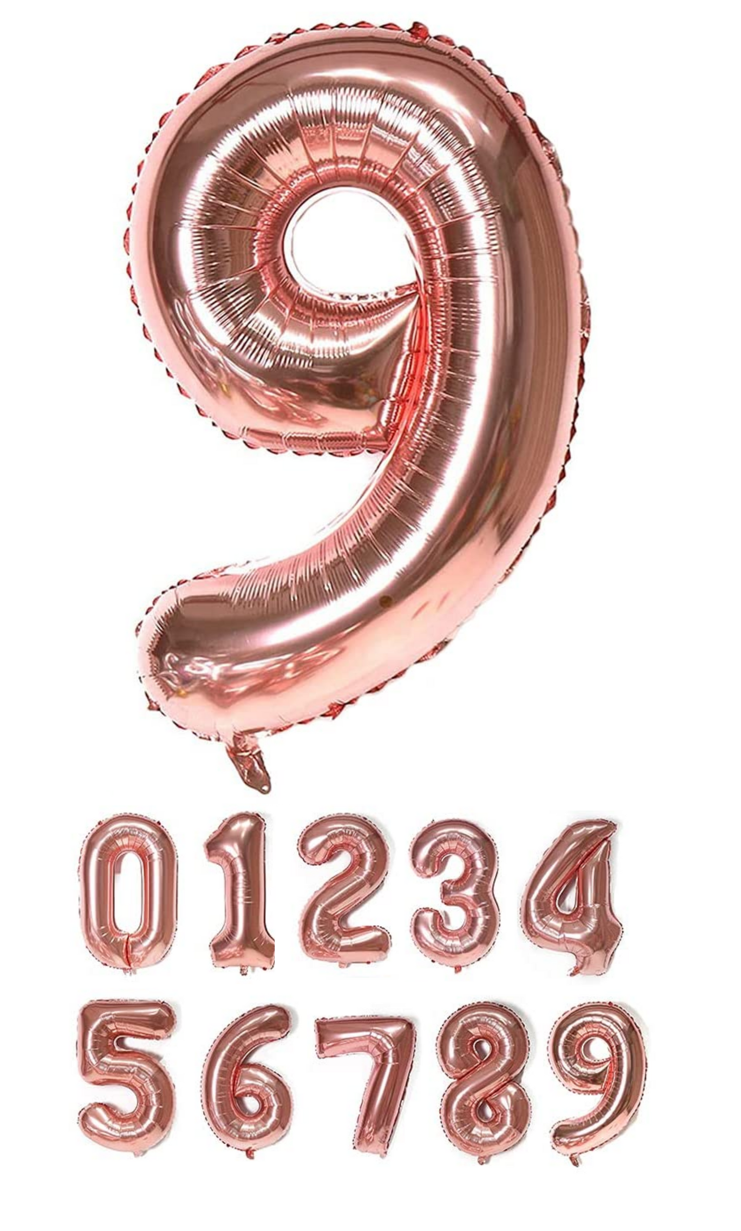 40 Inch Rose Gold Numbered 0-9 Balloons For Birthdays, Parties and Anniversaries. Large Foil Inflatable Balloons - Virtuenity