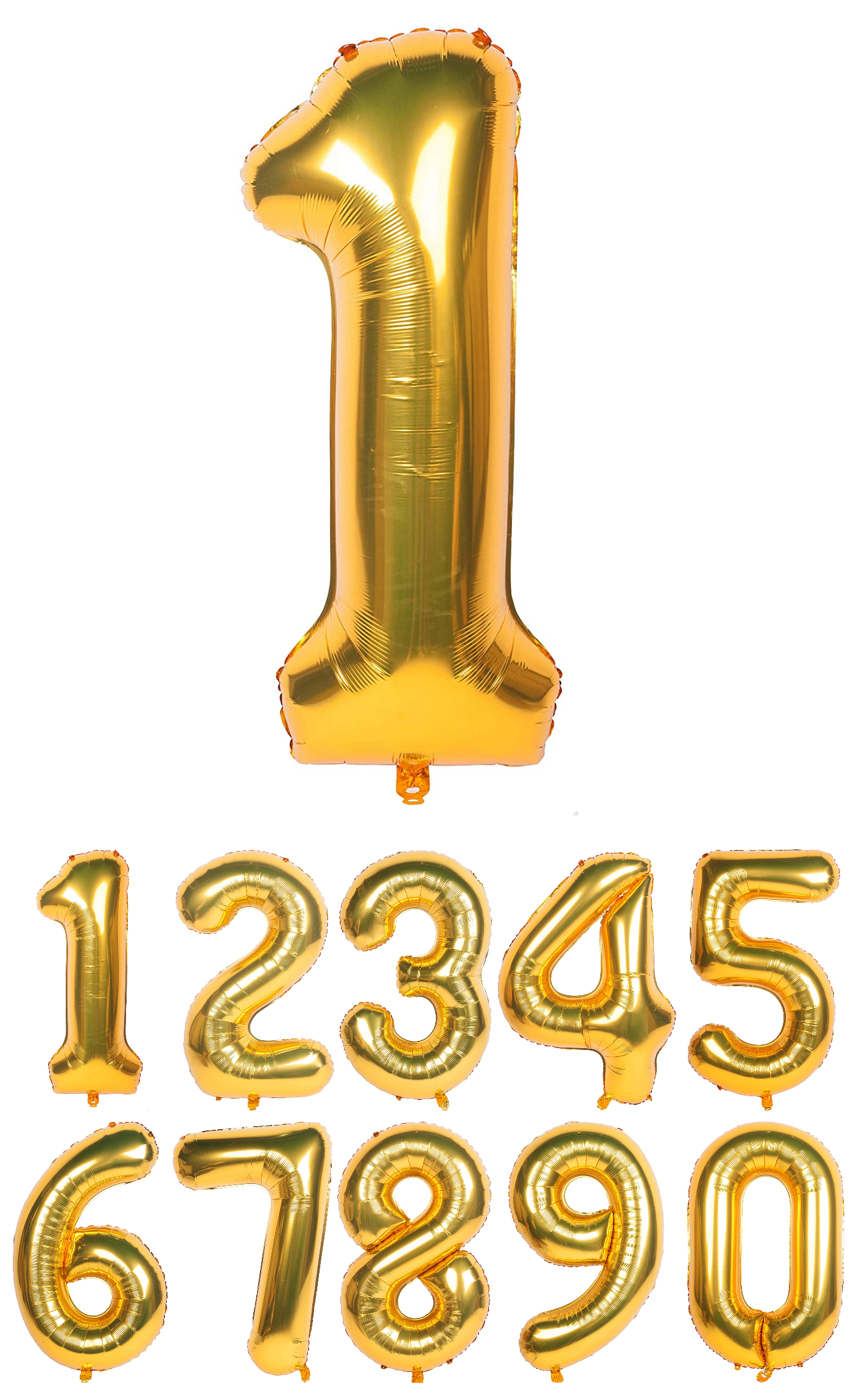 40 Inch Gold Numbered 0-9 Balloons For Birthdays, Parties and Anniversaries. Large Foil Inflatable Balloons - Virtuenity