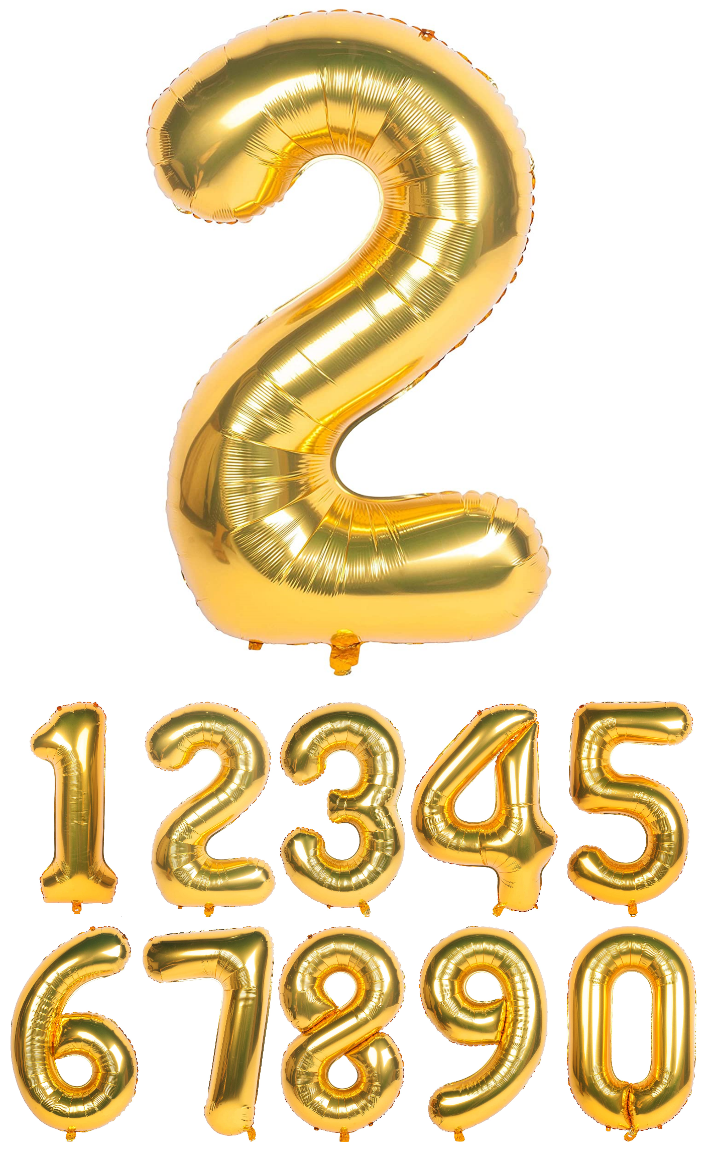 40 Inch Gold Numbered 0-9 Balloons For Birthdays, Parties and Anniversaries. Large Foil Inflatable Balloons - Virtuenity