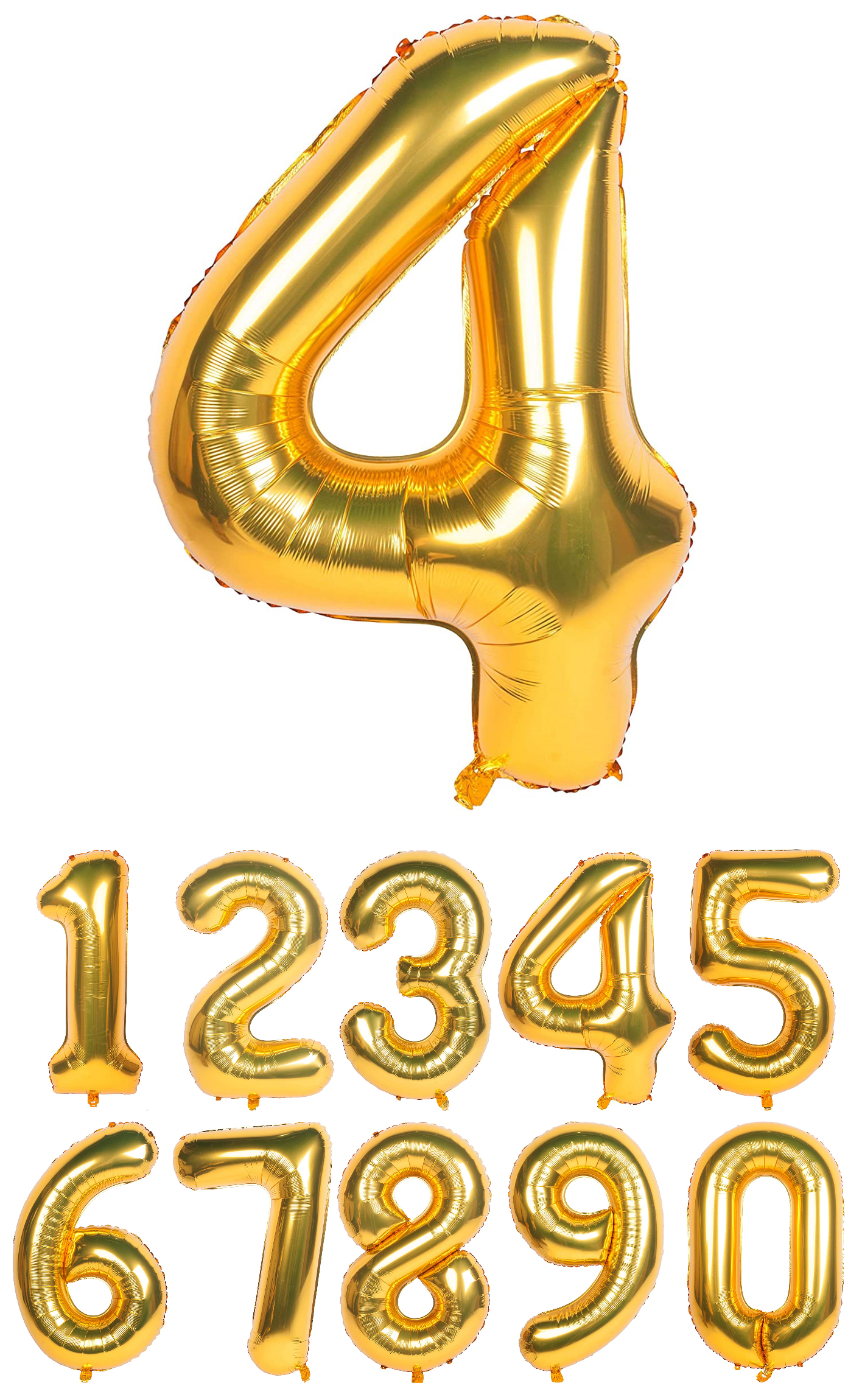 40 Inch Gold Numbered 0-9 Balloons For Birthdays, Parties and Anniversaries. Large Foil Inflatable Balloons - Virtuenity