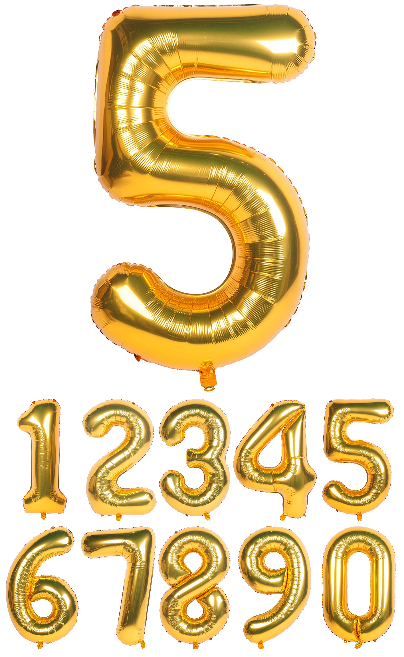 40 Inch Gold Numbered 0-9 Balloons For Birthdays, Parties and Anniversaries. Large Foil Inflatable Balloons - Virtuenity
