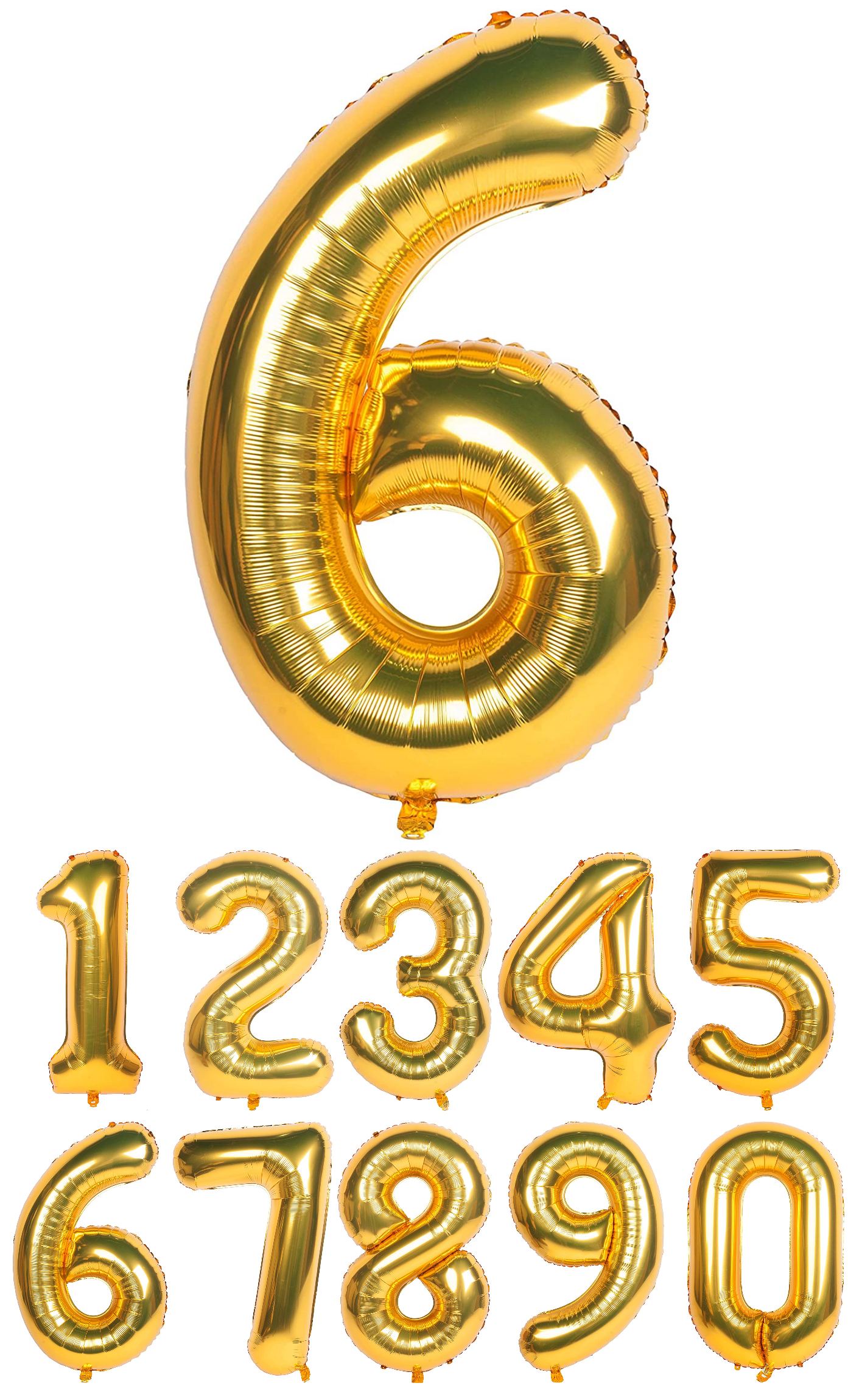 40 Inch Gold Numbered 0-9 Balloons For Birthdays, Parties and Anniversaries. Large Foil Inflatable Balloons - Virtuenity
