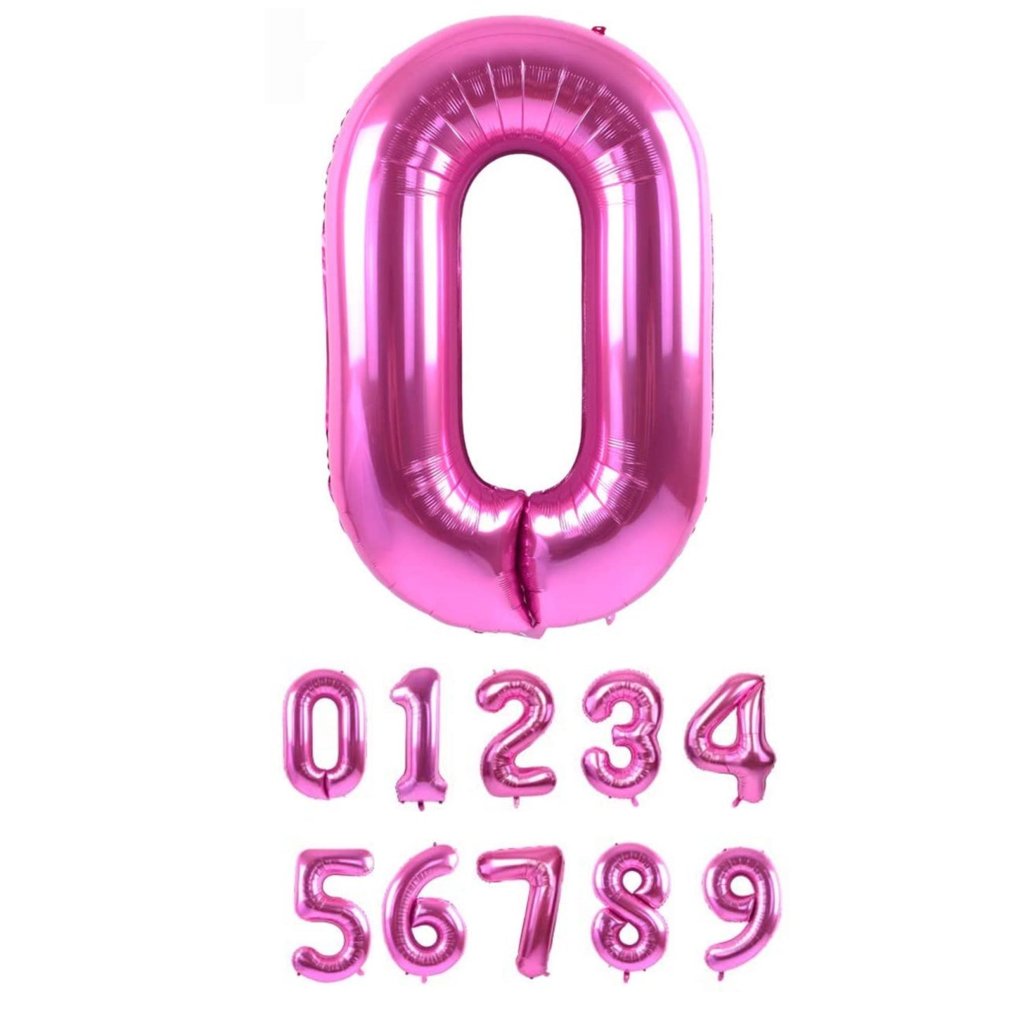 40 Inch Pink Numbered 0-9 Balloons For Birthdays, Parties and Anniversaries. Large Foil Inflatable Balloons - Virtuenity