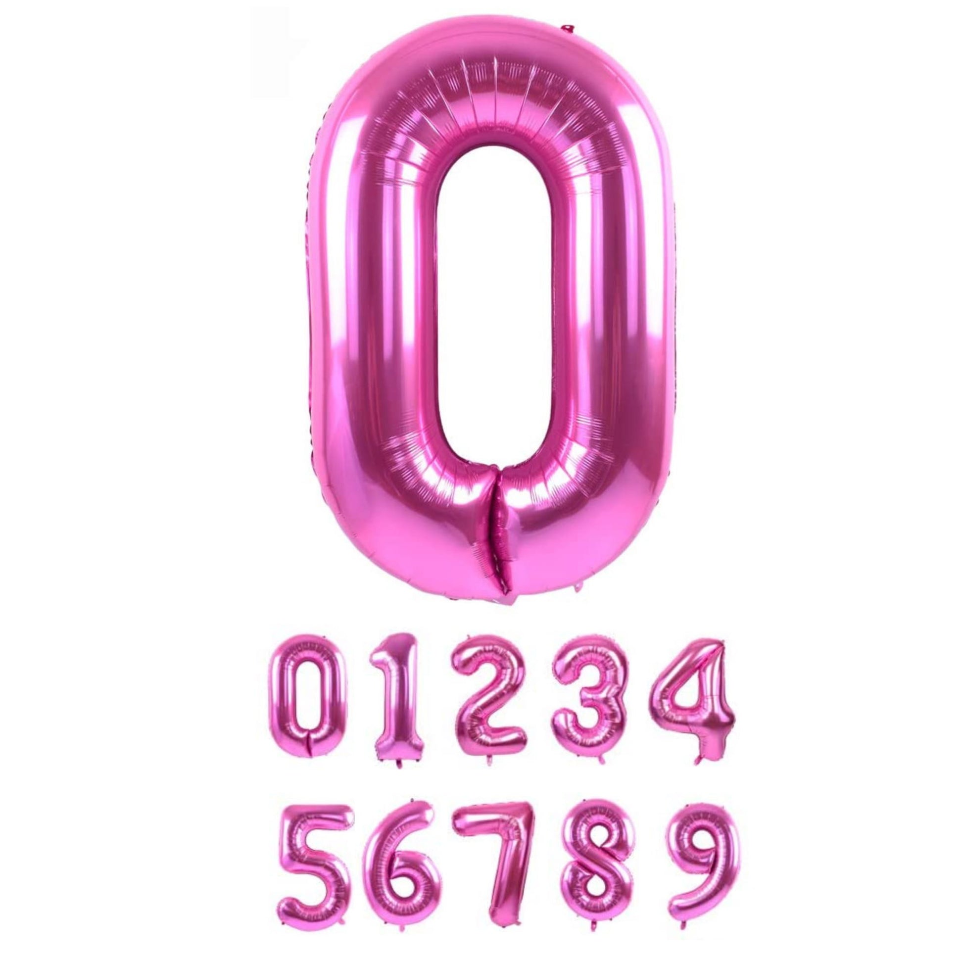 40 Inch Pink Numbered 0-9 Balloons For Birthdays, Parties and Anniversaries. Large Foil Inflatable Balloons - Virtuenity