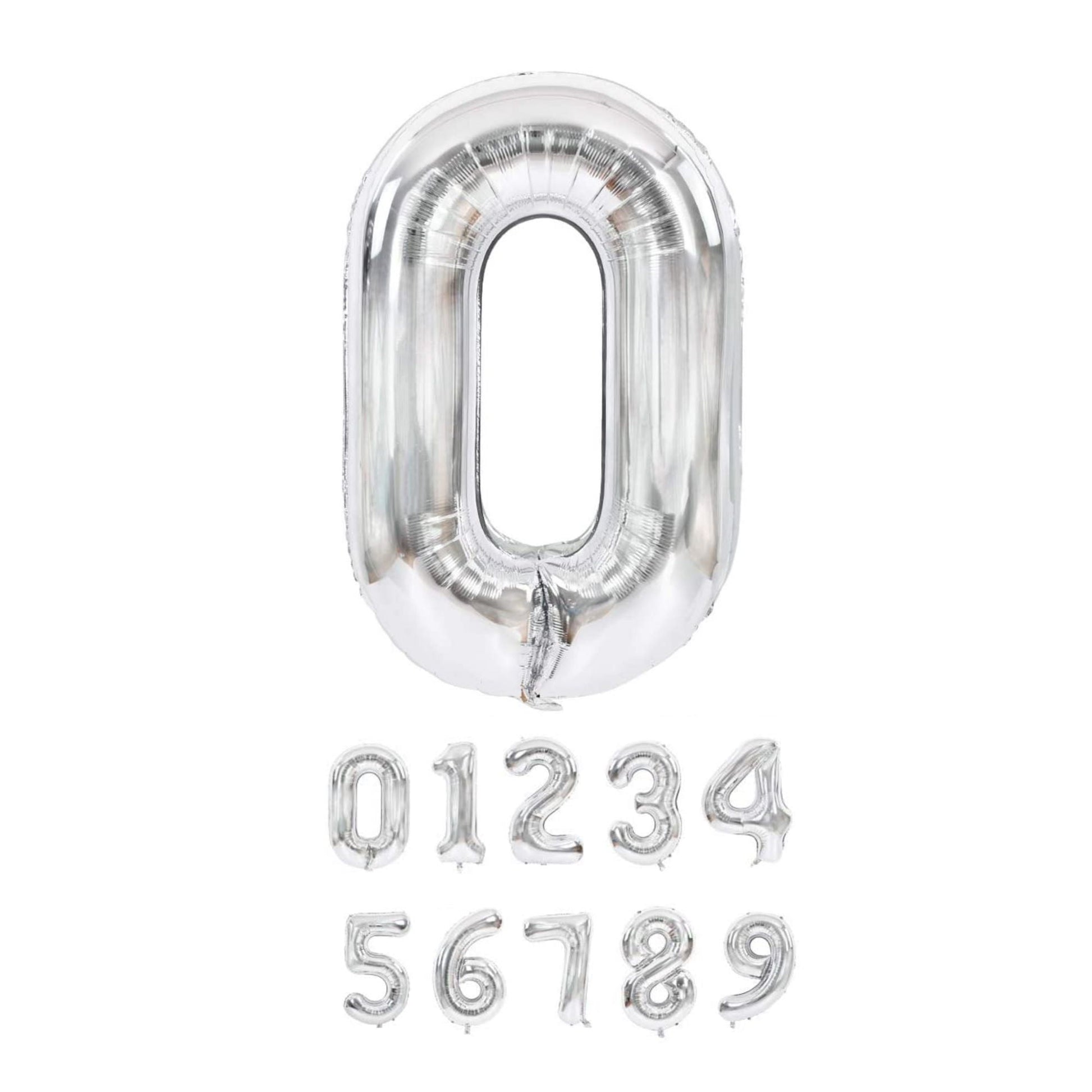 40 Inch Silver Numbered 0-9 Balloons For Birthdays, Parties and Anniversaries. Large Foil Inflatable Balloons - Virtuenity