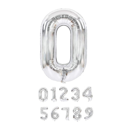 40 Inch Silver Numbered 0-9 Balloons For Birthdays, Parties and Anniversaries. Large Foil Inflatable Balloons - Virtuenity