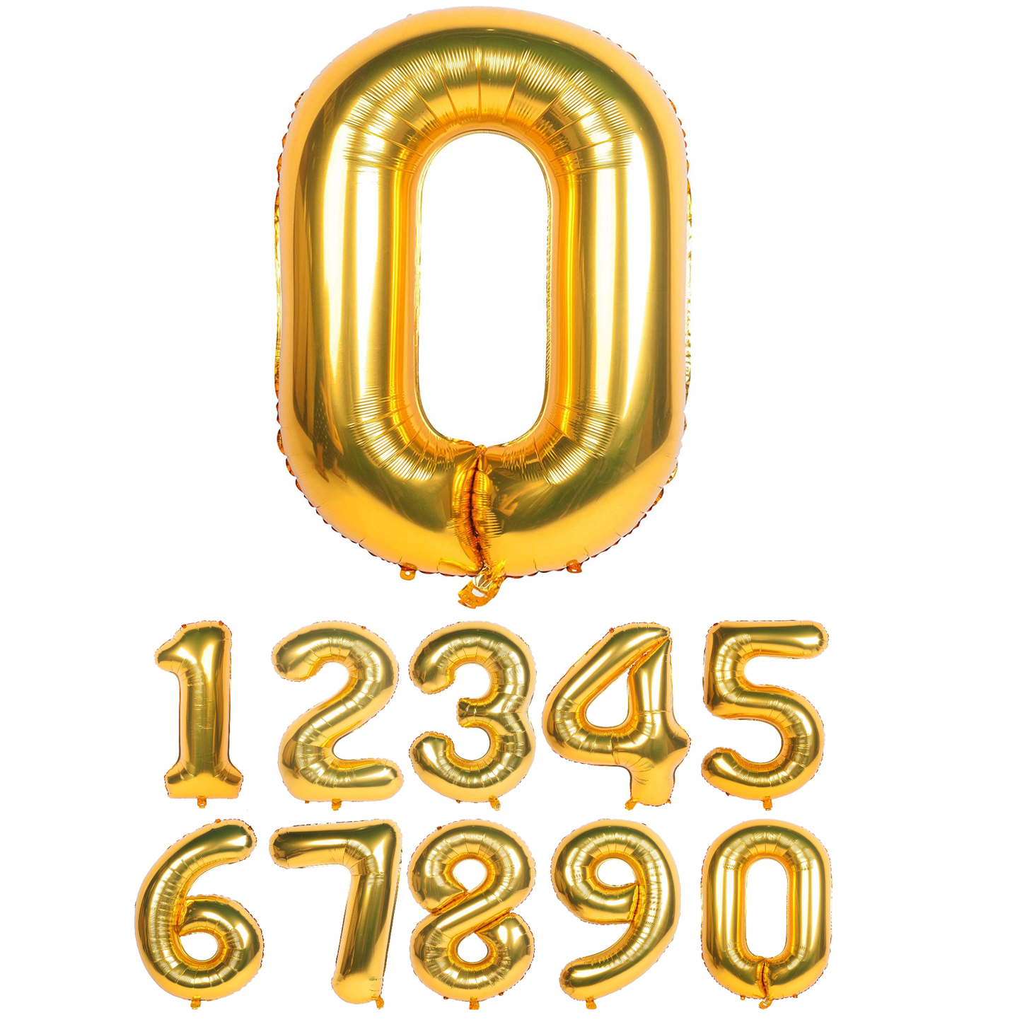 40 Inch Gold Numbered 0-9 Balloons For Birthdays, Parties and Anniversaries. Large Foil Inflatable Balloons - Virtuenity