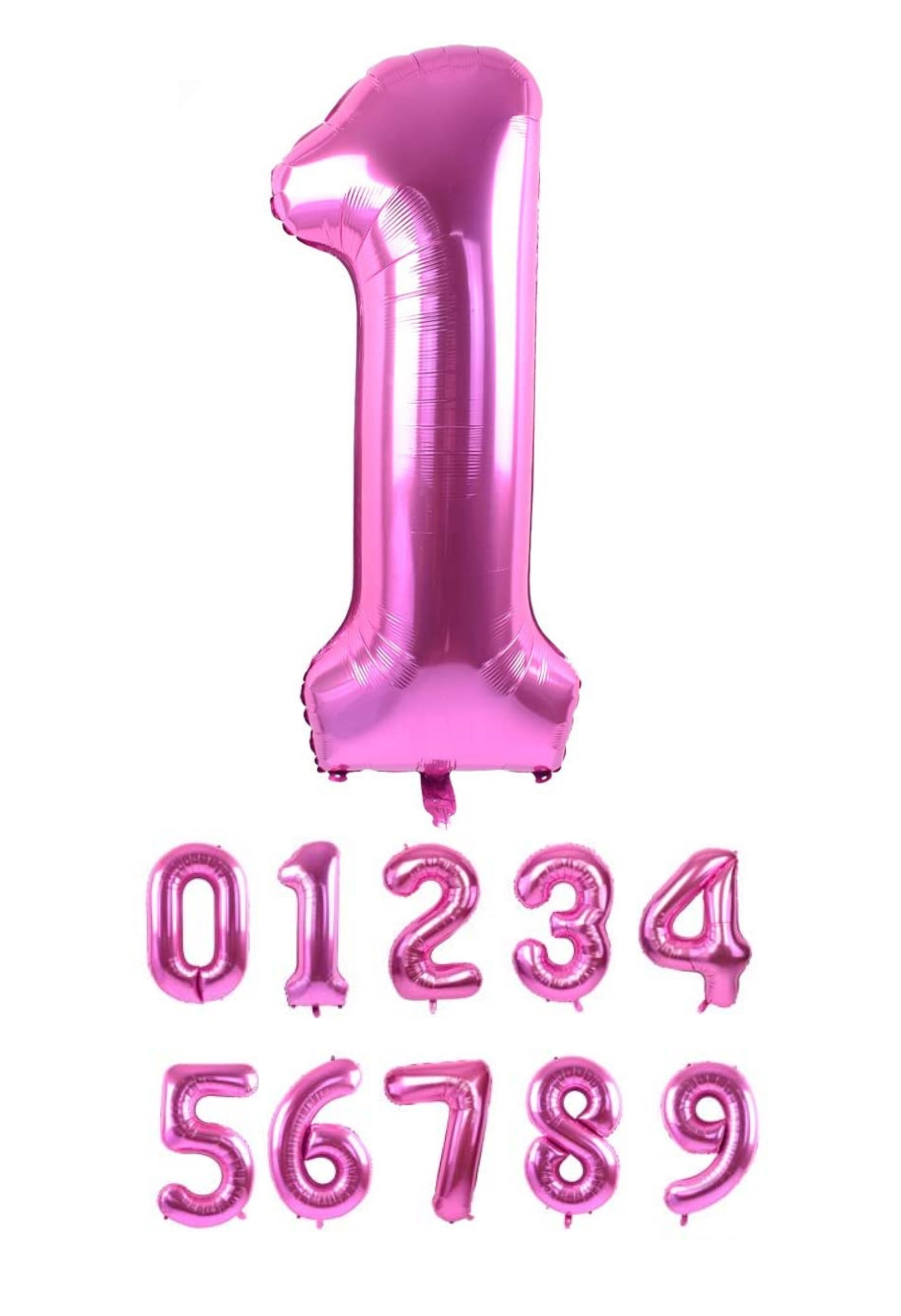 40 Inch Pink Numbered 0-9 Balloons For Birthdays, Parties and Anniversaries. Large Foil Inflatable Balloons - Virtuenity