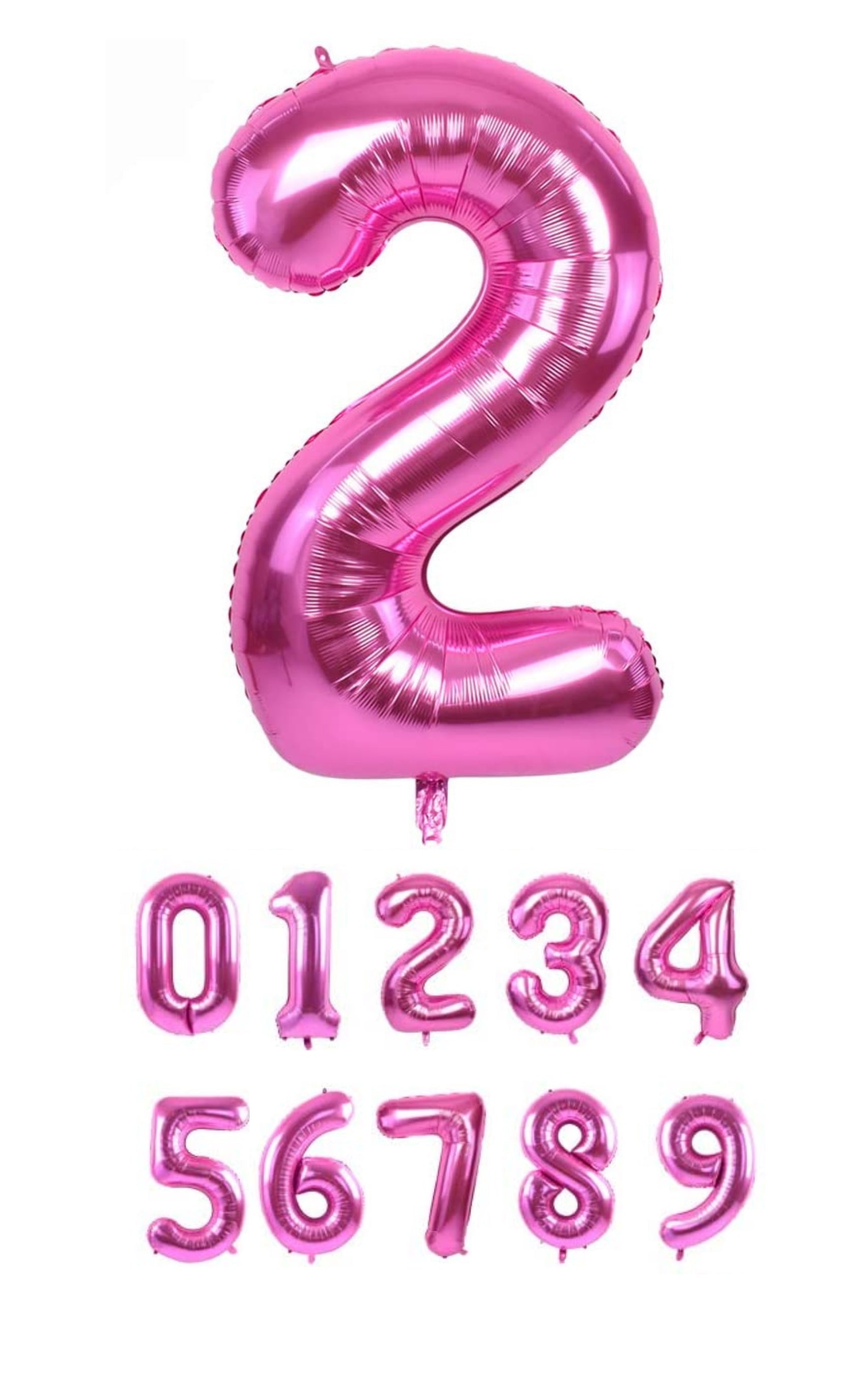 40 Inch Pink Numbered 0-9 Balloons For Birthdays, Parties and Anniversaries. Large Foil Inflatable Balloons - Virtuenity