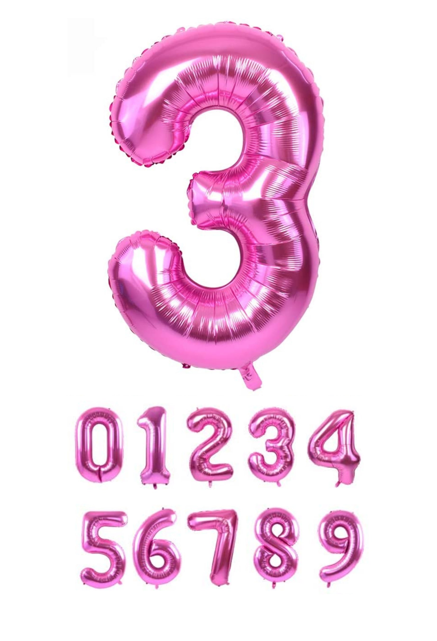 40 Inch Pink Numbered 0-9 Balloons For Birthdays, Parties and Anniversaries. Large Foil Inflatable Balloons - Virtuenity