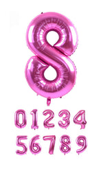 40 Inch Pink Numbered 0-9 Balloons For Birthdays, Parties and Anniversaries. Large Foil Inflatable Balloons - Virtuenity