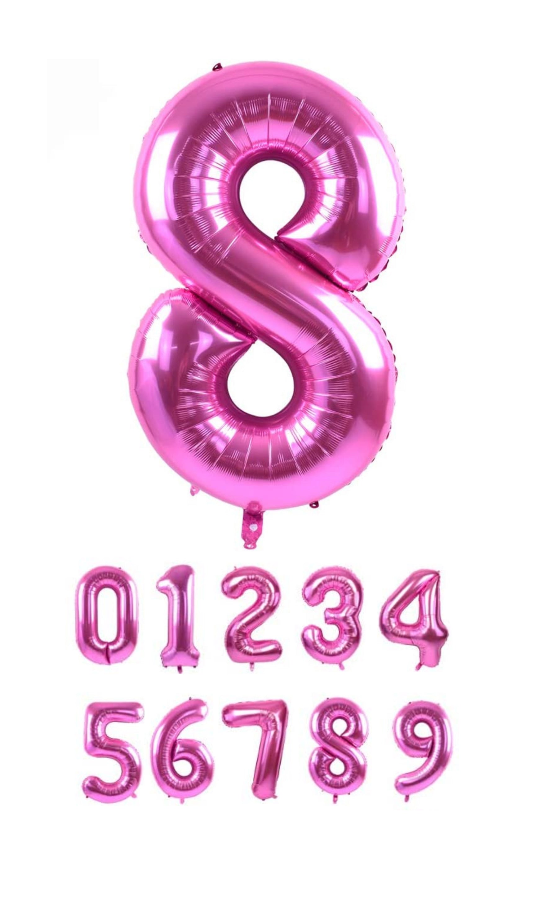 40 Inch Pink Numbered 0-9 Balloons For Birthdays, Parties and Anniversaries. Large Foil Inflatable Balloons - Virtuenity