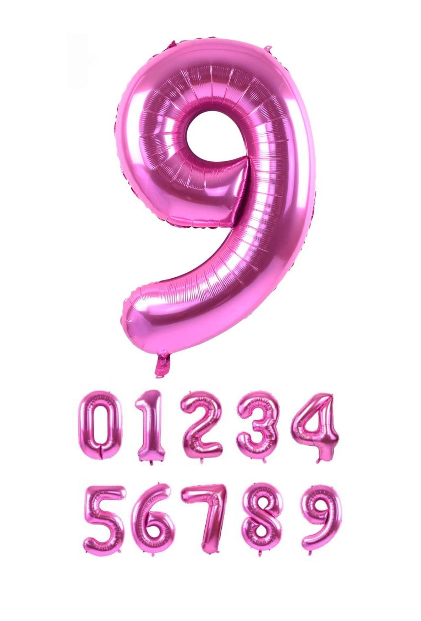 40 Inch Pink Numbered 0-9 Balloons For Birthdays, Parties and Anniversaries. Large Foil Inflatable Balloons - Virtuenity